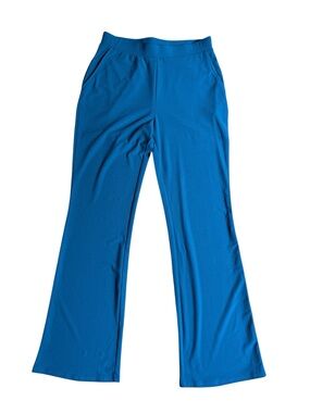 Wynne Layers Womens Pants Teal Blue Crepe Stretch Pull On Flare Sz. S